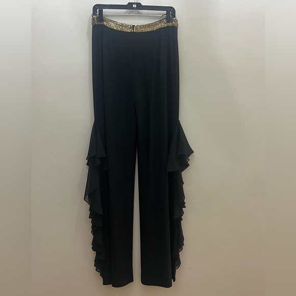 Gold Crop Halter Top & Black Wide-Leg Pants Set - Picture 9 of 13